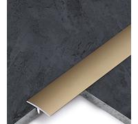 Indoor Background Wall,Black Gold Silver Floor Cover Strip, T-Mold Metal Threshold Strips, Easy Clean Tile Seams Transition Strips(Gold,145cm/57in)