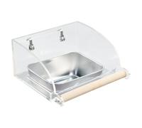 Indoor Bird Feeder, Food and Water Feeder, Transparent Acrylic with Stainless Steel Hooks, Parrot Feeding Dish Cup, Bird Plate for Parakeet, Cockatiels, Clear Color