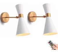 Indoor Black Wall Sconce Set of Two Operated with Remote, Led Light Fixtures ed Non Hard Wired Lamp Lighting for Decor Bedroom Reading Living Room Hallway