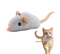Indoor Cat Toys, Interactive Squeaky Mice, 4.33x1.57x2.17 Inches Touch-Activated Plush Toys, Hunting Enrichment, for Kitten Exercise, Play, Training, Chew Fun, Gray, Brown