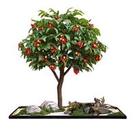 Indoor Faux Lychee Tree, Lush Fake Plant Zen Style Artificial, Fruit with Landscape Base for Living Room & Office(4.5M)