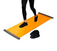 Indoor Fitness Slide Board | PP/PE/PVC, 200x50cm, Quiet Design | Full Body Gliding Trainer For Skating & Ski Conditioning | Core Strength & Cardio Exercise Mat with Shoe Covers