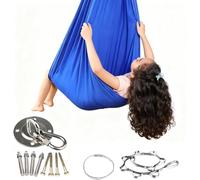 Indoor Hammock with Full Hardware | Polyester, 280x100cm, 880g | Portable Outdoor Swing & Elastic Bed For Bedroom, Balcony, Garden Or Camping | Includes Lock, Link, Strap & Disc Screws