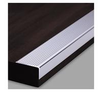 Indoor Outdoor 4cm Wide Step Edging Strip,Non Slip Metal Stair Nosing Trim for Laminate Vinyl Wood Flooring, L-molding Heavy Duty Anti-Collision Strip(Silver,100cm/39.4in)