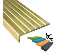 Indoor Outdoor Stair Edge Protector Brass, Safety Step Treads Stair Nosing Trim, L-Shaped Stair Edging Trim Guard, Transition Strip Customizable(38x8mm(1.5"x0.31"))