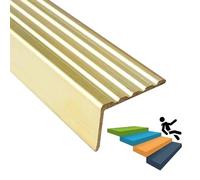 Indoor Outdoor Stair Edge Protector Brass, Safety Step Treads Stair Nosing Trim, L-Shaped Stair Edging Trim Guard, Transition Strip Customizable(28x18mm(1.1"x0.71"))