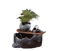 Indoor Water Feature,Ornaments Tabletop Fountain, Ceramic Flowing Ornament New ChineseIndoor, Courtyard Running Cycle of Wealth Office，Chinese Artificial Tree