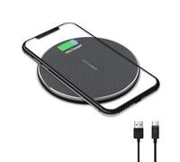 INDOTEAM Almohadilla de carga inalámbrica | Almohadilla de carga inalámbrica rápida de 15 W - Compatible con Samsung, iPhone y otros teléfonos compatibles con Qi | Adaptador de cargador sin cable Qi |