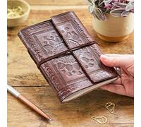 Indra moyen couverture en cuir embossé avec finition traditionnelle et cordes pour le cuir 110 x 160 mm