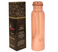 Indtresor Ayurveda de cobre puro hecho a mano, beneficios fáciles de llevar para deportes, fitness, yoga, escuela, a prueba de fugas, botella de agua grande de 34 onzas con acabado de cobre natural.