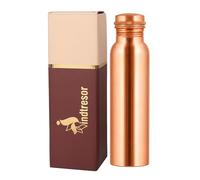 INDTRESOR Botella de agua de cobre puro, hecha a mano, beneficios para la salud de Ayurveda, grande, 1 litro, a prueba de fugas, fácil de transportar para deportes, fitness, yoga, escuela, acabado de