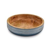 Indus Lifespace Frutero de madera de mango con acabado azul rústico decorativo para centro de mesa de cocina, mesa de comedor (10 x 10 x 2.5 pulgadas)