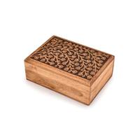 Indus Lifespace Joyeros decorativos de madera de acacia, diseño floral, cofre del tesoro, gran regalo para tus seres queridos (7 x 5 x 2.5 pulgadas)