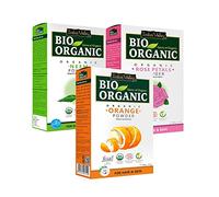 INDUS VALLEY BIO - Pétalos de rosa orgánicos rosa índica, cáscara de naranja en polvo cítricos aurantium y neem, polvo natural orgánico Azadirachta índica, 100 g (paquete de 3) pétalos de rosa + polvo