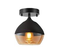 Industrial Ceiling Light Semi Flush Mount, Rustic Vintage Farmhouse Lighting Chandeliers for Kitchen Island Hallway Entryway, Matte Black Ceiling Lamp with Clear Glass