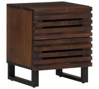 Industrial Design Solid Mango Wood Nightstand 40x34x46 cm with 2 Drawers, Sturdy Steel Legs, Unique Wood Grain, Modern Bedside Table for Bedroom, Living Room, Home Decor Storage Furniture