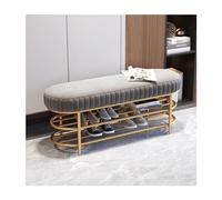 Industrial Entryway Bench with Cushion & 2 Tier Shoe Rack Grey Storage Bench for Entryway Hallway Bedroom Stylish Shoe & Seating Solution (60x32x45cm)