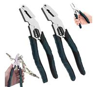 Industrial-Grade Multi-Function Cutting Pliers, 9 en 1 Multi-Functional Pliers with Nail Puller/Wire Cutter/Stripper/Crimper, Compound Action Leverage Design Heavy Duty Tool (2PCS)