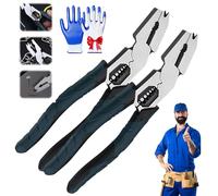 Industrial-Grade Multi-Function Cutting Pliers,9-in-1 Heavy-Duty Wire Stripper Cutter Crimper Nail Puller,High-Leverage Chromium-Vanadium Steel Pliers for Electrical,DIY & Home Repair (2PCS)