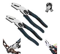 Industrial-Grade Multi-Function Cutting Pliers, 9-in-1 Multi-Functional Pliers Nail Puller/Wire Cutter/Stripper/Crimper-Compound Action Leverage Design (2PCS)