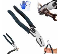 Industrial-Grade Multi-Function Cutting Pliers, Heavy-Duty 9-in-1 Multi-functional Pliers Nail Puller, Wire Cutter/Stripper/Crimper-Compound Action Leverage Lineman Plier Tool for Repair (1PCS)