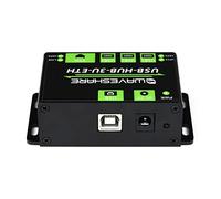 Industrial Grade Multifunctio USB HUB,3X USB 2.0 Ports Extended, 100M Ethernet Port, Multiple OS Support, Without Plug