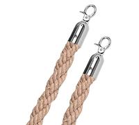 Industrial Hemp VIP Stanchion Rope Safe Queue Line Barrier,Twisted Crowd Control Rope, for Wedding Exhibition Ticket Offices(Silver Hooks,3m/9.8ft/118inch)