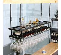 Industrial Iron Art - Soporte colgante de 2 niveles al revés para restaurantes, 60 x 30 cm, 60 x 30 cm