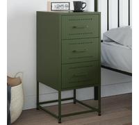 Industrial Night Stand Olive Green Steel 36x39x78 cm with Wall Mount, Sturdy Bedside Table with Storage Space for Bedroom Living Room, Easy to Clean Side Table for Home Decor