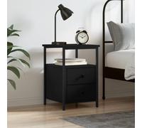 Industrial Nightstand Black 34x35.5x50 cm, Engineered Wood & Iron Bedside Table with Adjustable Legs, Spacious Storage for Bedroom, Living Room, Durable & Stable Modern Design