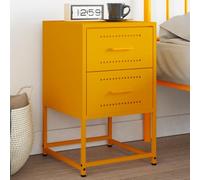 Industrial Nightstand Mustard Yellow Steel 36x39x60.5 cm with Wall Mount, Sturdy Bedside Table for Bedroom & Living Room, Multi-Purpose Storage Side Table with Spacious Shelf