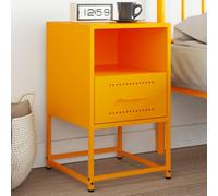 Industrial Nightstand Mustard Yellow Steel 36x39x60.5 cm with Wall Mount, Sturdy Bedside Table with Storage Space for Bedroom Living Room, Easy to Clean Multifunctional Side Table for Home Decor