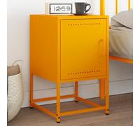 Industrial Nightstand Mustard Yellow Steel 36x39x60.5 cm with Wall Mount, Sturdy Metal Bedside Table for Living Room & Bedroom, Spacious Storage End Table with Easy Clean Surface