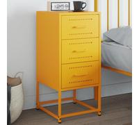 Industrial Nightstand Mustard Yellow Steel 36x39x78 cm with Wall Mount, Sturdy Bedside Table with Storage Shelf for Bedroom Living Room, Easy to Clean Modern Side Table for Home Office Decor