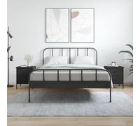 Industrial Nightstand Set of 2, Black Engineered Wood Bedside Table with 2 Drawers & Adjustable Legs, 40x42x50cm, Sturdy Metal Frame for Bedroom & Living Room Storage