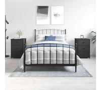 Industrial Nightstand Set of 2, Black Engineered Wood Bedside Table with 3 Drawers & Adjustable Legs, Modern Bedroom Furniture 40x36x60 cm for Home Decor