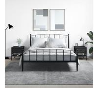 Industrial Nightstand Set of 2, Engineered Wood & Iron Bedside Table with Adjustable Legs, 40x42x45cm, Black - Modern Storage for Bedroom, Living Room