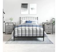 Industrial Nightstand Set of 2, Engineered Wood & Iron Bedside Tables with Storage, Adjustable Legs, Gray Sonoma Finish, 44x45x60 cm for Modern Bedroom Decor