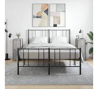 Industrial Nightstand Set of 2, Engineered Wood & Iron Side Table with Adjustable Legs, 2 Storage Compartments, Grey Sonoma 32x42x80cm for Bedroom Living Room