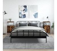 Industrial Nightstand Set of 2, Engineered Wood & Iron Smoke Oak Bedside Tables with Adjustable Legs, 41x31x80cm, Modern Storage End Table for Bedroom Living Room