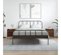 Industrial Nightstand Set of 2, Engineered Wood Oak Brown Bedside Table with 2 Drawers & Adjustable Legs, 40x42x50cm for Bedroom Living Room Home Decor