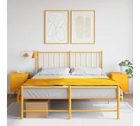 Industrial Nightstand Set of 2 Mustard Yellow Steel Bedside Tables 36x39x50.5 cm with Wide Storage Space, Sturdy Structure & Multi-Use Design for Living Room or Study