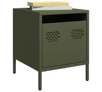 Industrial Nightstand Set of 2, Olive Green Steel Bedside Table with Drawer, 35x39x43.5 cm, Sturdy Cold Rolled Metal Frame, Multi-Purpose for Living Room or Study, Easy to Clean & Spacious Storage
