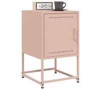 Industrial Nightstand Set of 2 Pink Steel Bedside Tables 36x39x60.5 cm with Wall Mount, Sturdy Metal End Table for Living Room & Bedroom, Modern Side Table with Large Storage Space