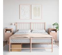 Industrial Nightstand Set of 2 Pink Steel Bedside Tables 36x39x68 cm with Adjustable Legs, Spacious Storage & Wall Mounting for Bedroom Living Room