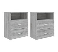 Industrial Nightstand Set of 2, Sonoma Gray Bedside Tables with Storage Drawers, 50x32x60 cm Modern End Table for Bedroom, Wooden Side Table with Spacious Compartment and Easy to Clean Surface