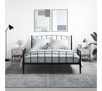 Industrial Nightstand Set of 2, Sonoma Gray Engineered Wood Bedside Table with Storage Shelf, Adjustable Legs for Bedroom, Living Room, 40x42x45 cm