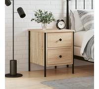 Industrial Nightstand with 2 Drawers, Engineered Wood & Iron Frame, Adjustable Legs, Oak Sonoma Finish, 40x42x50cm, Modern Bedside Table for Home Decor, Sturdy and Spacious Storage