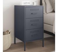 Industrial Nightstand with 3 Drawers, Cold Rolled Steel Grey Anthracite Bedside Table 36x39x68 cm, Adjustable Legs for Living Room & Bedroom, Sturdy Storage for Books & Remote