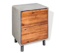 Industrial Nightstand with Concrete Base and Solid Acacia Wood Drawers 40x30x50 cm, Modern Bedside Table with Steel Legs for Bedroom Decor, Sturdy Surface for Lamp, Books, Alarm Clock